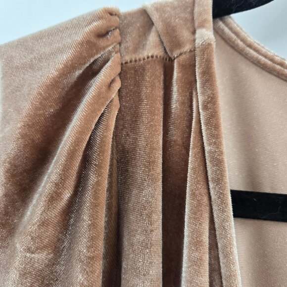 Baltic Born Light Brown Katelyn Taupe Velvet V-Neck Maxi Wrap Dress Large - Picture 7 of 11